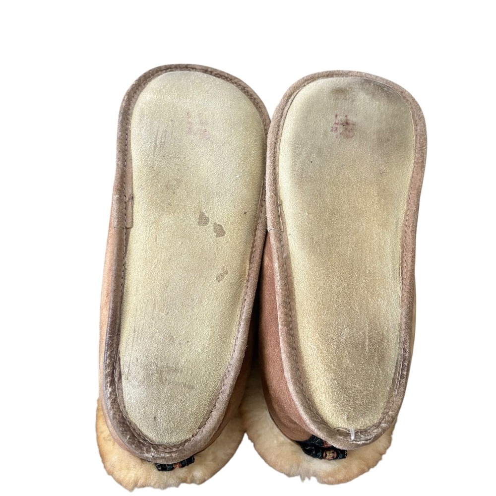 Sheepskin Shearling Suede Bootie Slippers Brown Tan Ankle Boots Size L 9 10 - Picture 5 of 8
